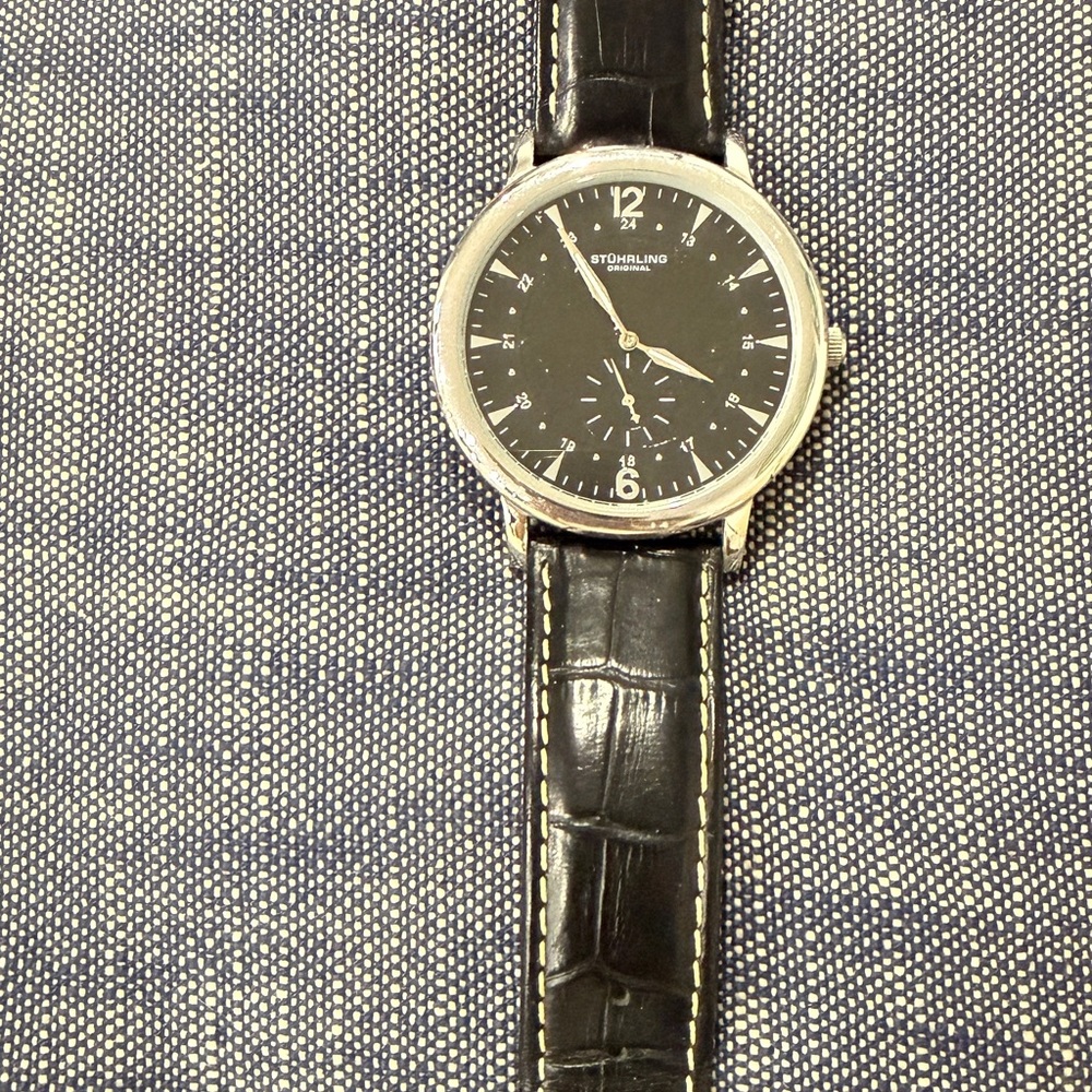 Stuhrling Original Black Dial Silver Case Watch - Picture 2 of 4